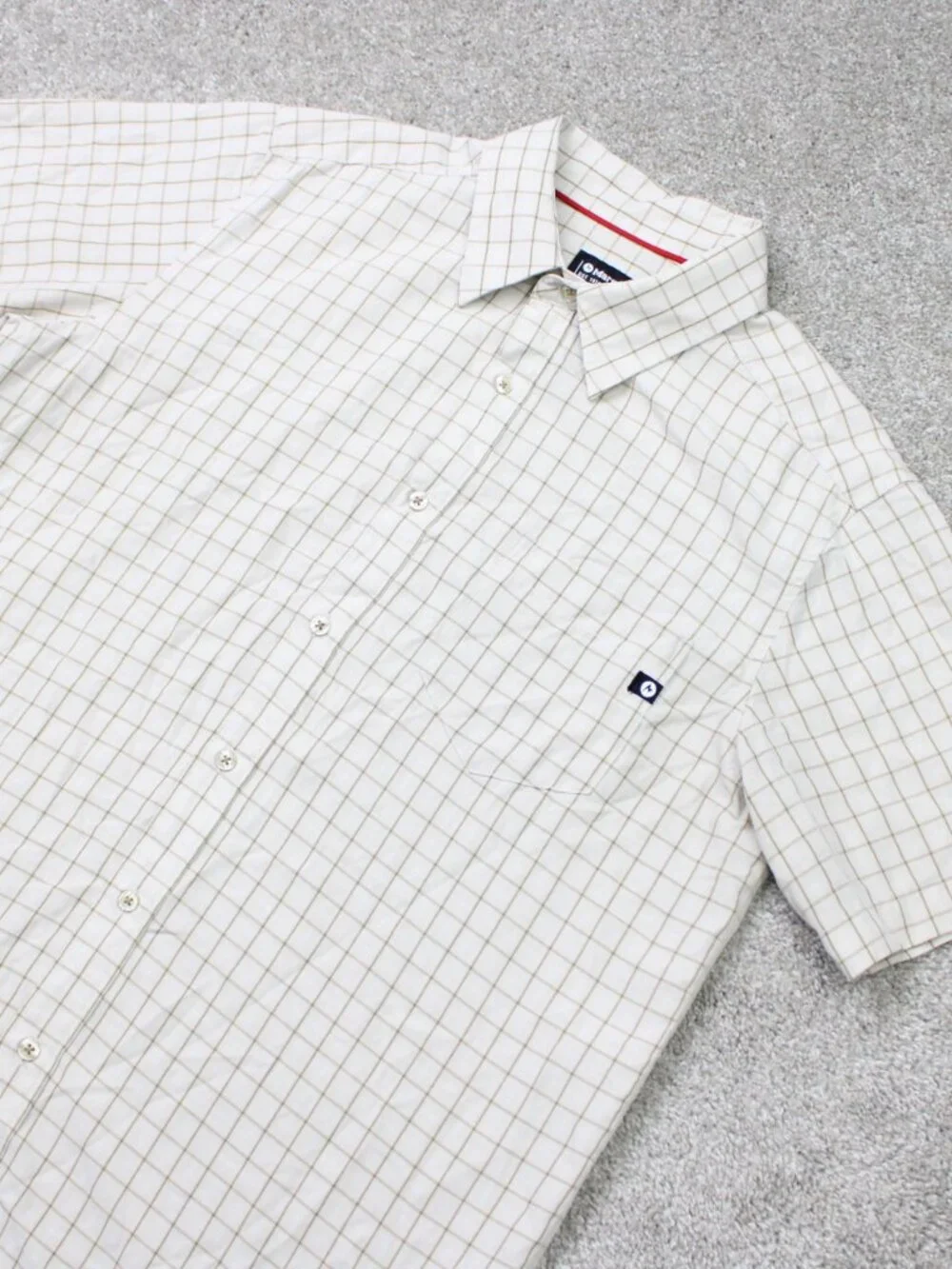 Marmot Eldridge Shirt Mens Large White/Beige Polynosic Rayon Blend Short Sleeve
